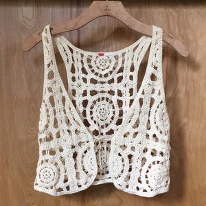 Vintage Macrame Open Stitch Hippy Chic Vest